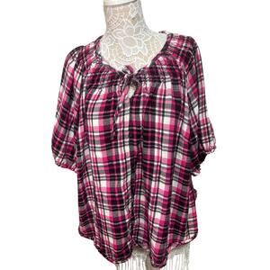 Torrid Pink Plaid Soft Sleep Shirt- Womens Size 3